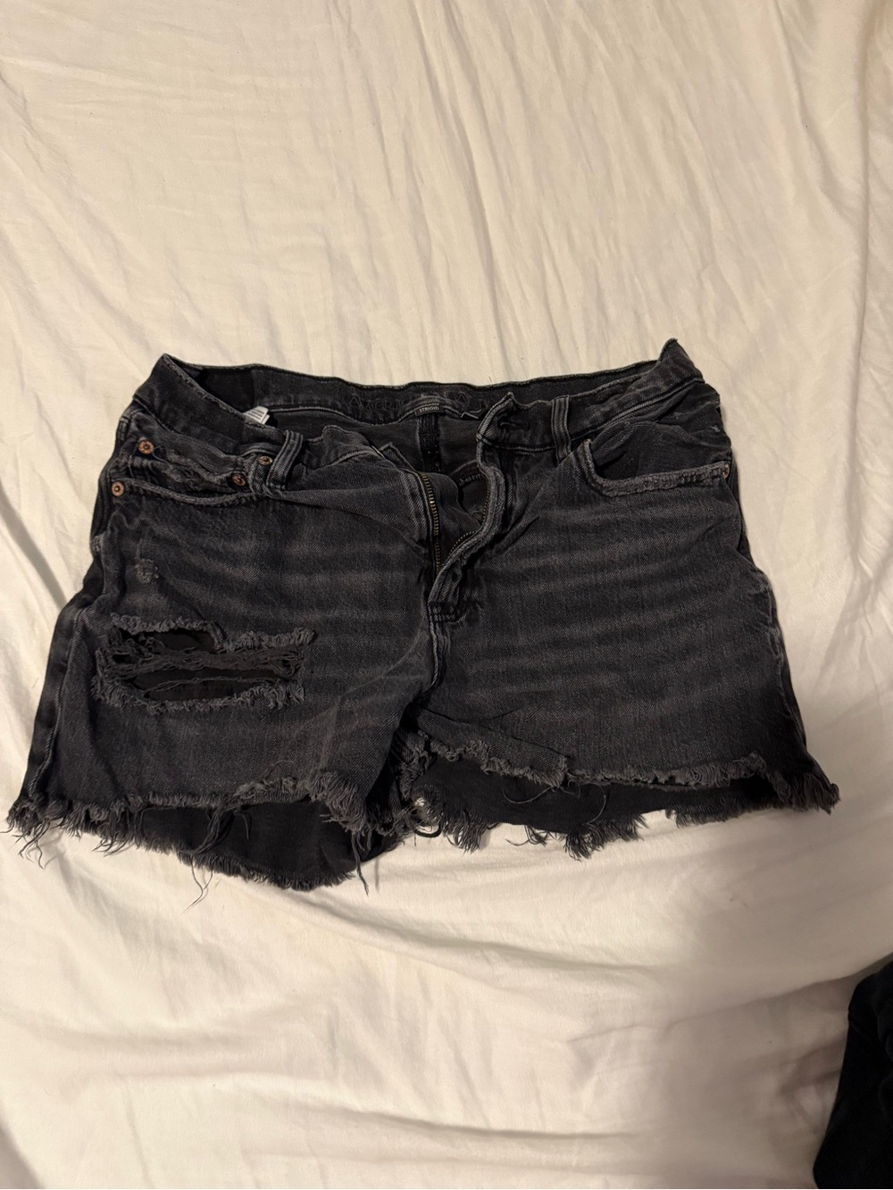 American Eagle Outfitters Black Distressed Denim Shorts